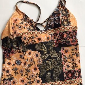 Yellow and black patterned swimsuit set